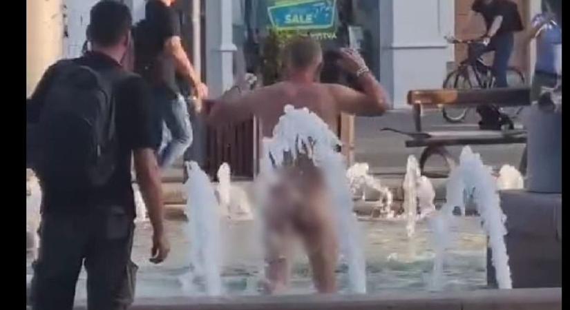 Meztelenül fürdött a Fő téri szökőkút van (videóval)
