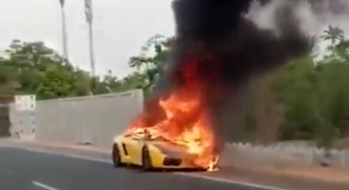 Égő Lamborghinivel végződött két kereskedő vitája