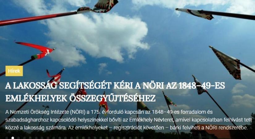 A lakosság segítségét kéri a NÖRI az 1848/49-es emlékhelyek összegyűjtéséhez