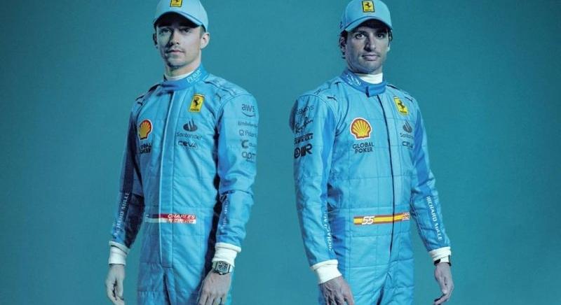 Kékben pompáznak a Ferrari versenyzői overalljai az F1-es Miami Nagydíjra – fotók
