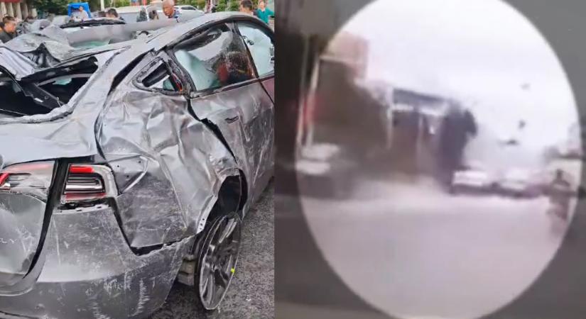 Döbbenetes Tesla balesetet vettek videóra Kínában