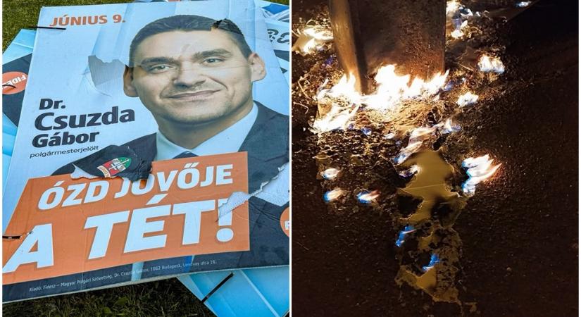 Budapest után Ózdon is felgyújtották a Fidesz plakátjait
