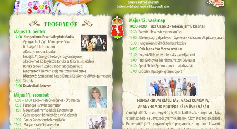 XIX. Helyi Termék Ünnep – Hungarikum Fesztivál május 10-12. között Kecskemét főterén