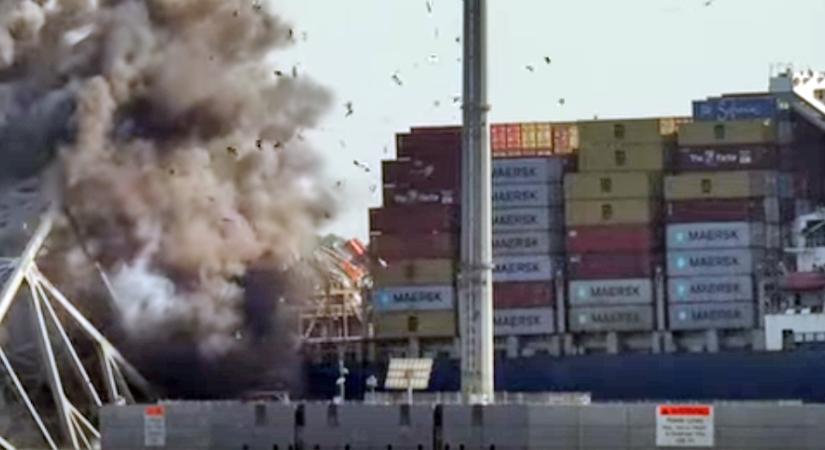 Felrobbantották az összeomlott Baltimore-i hídat, ahol hat munkás vesztette életét – videóval