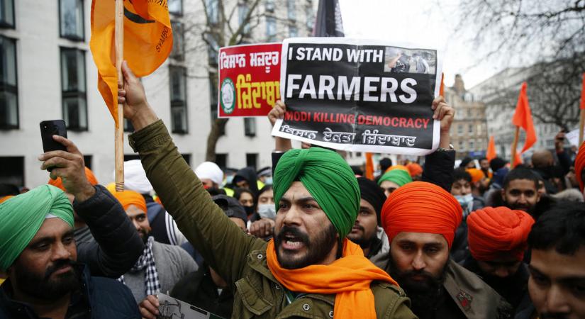 Tüntetett az indiai diaszpóra Londonban a hazájukban bevezetett mezőgazdasági törvény miatt