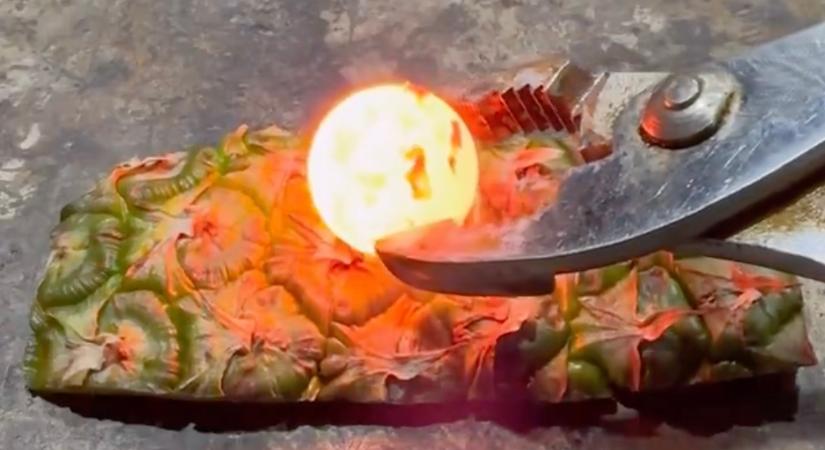 Mi történik, ha egy 1000 Celsius-fokon izzó vasgolyót teszel egy ananászra? Meglepődsz