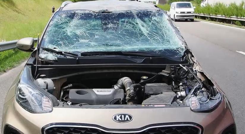 Dráma az autópályán: magasfeszültségű vezeték csapódott autóknak az M5-ösön – videó
