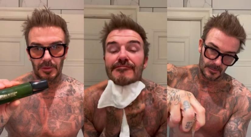 Láttad már, ahogy David Beckham félpucéran bemutatja arcápolási rutinját? Íme!