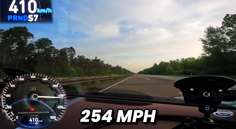 Nézni is félelmetes: 413 km/h-val száguldott Bugattijával egy sofőr az autópályán - videó