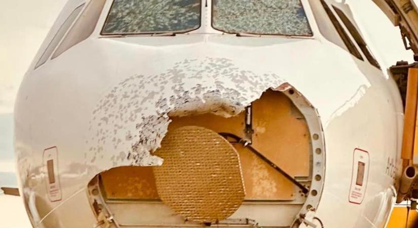 Bécsben megsemmisült egy utasszállító repülőgép orra a jégesőben
