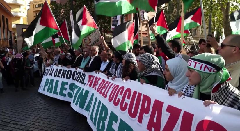 Olaszországban egyre hangosabbak és erőszakosabbak a palesztinpárti demonstrálók  videó