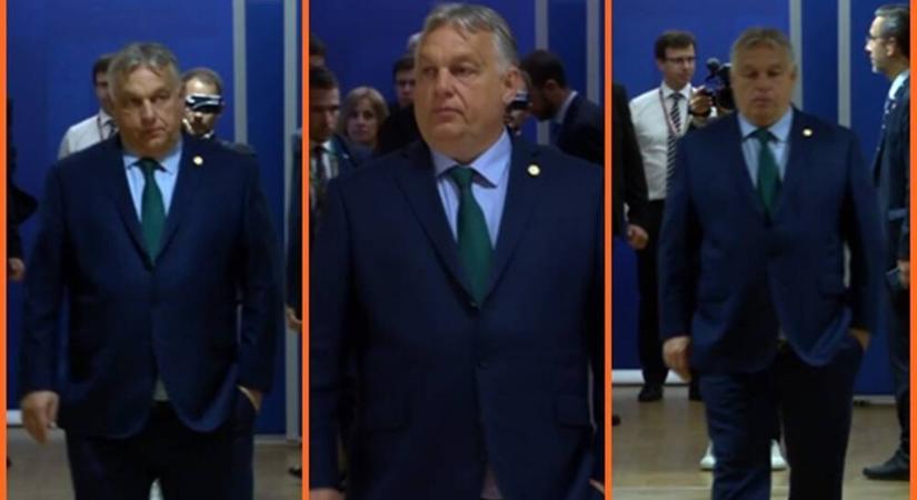 Orbán Viktor antréja: szájában uzsimaradékkal küszködve lazázott be az uniós vezetők közé