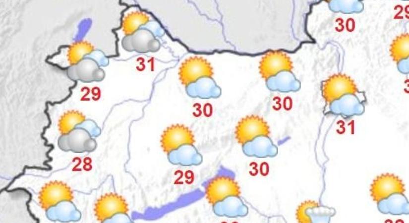 Harminc fölötti értékekkel folytatódhat a hőség Komárom-Esztergomban