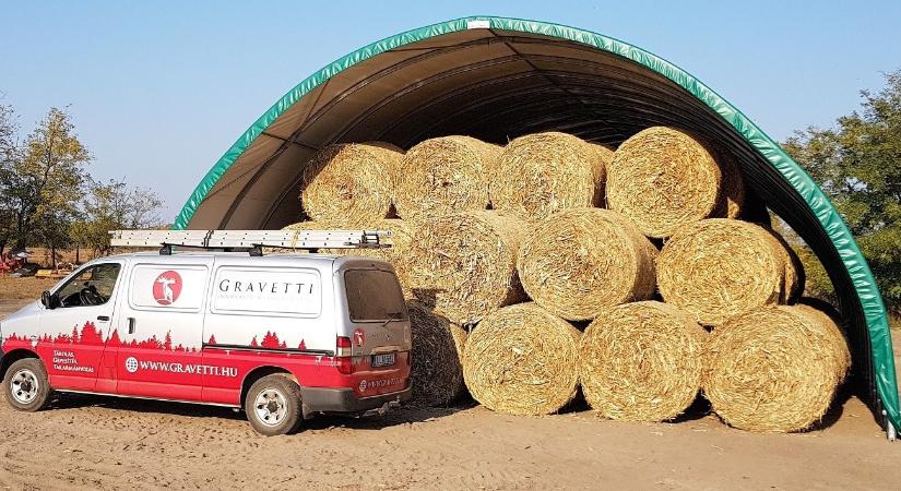 Tárolósátrak, bálabontó-almozó gépek és mobilút a Gravetti kínálatában