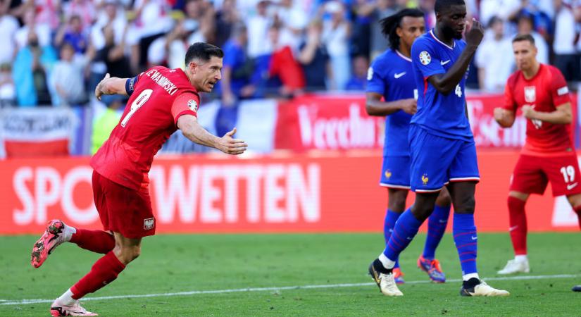 Euro 2024: Mbappé góljára Lewandowski válaszolt, a franciák nem bírtak el a lengyelekkel – videóval
