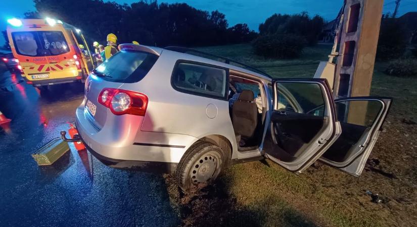 Villanyoszlopnak ütközött egy autó Nicken, a sofőr megsérült, 4 gólya elpusztult – fotók