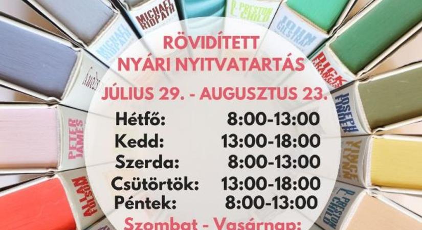 Nyári nyitvatartás a könyvtárban