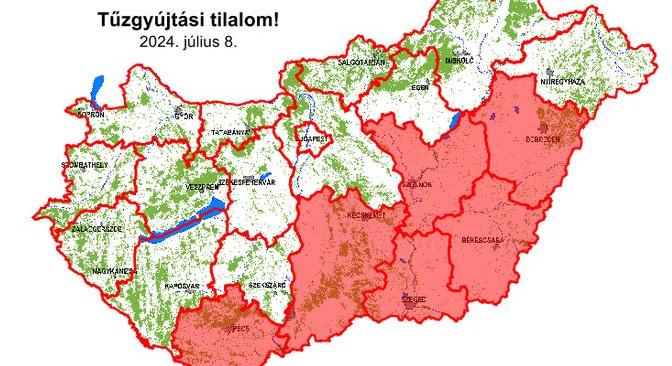 Hét megyében és Budapesten van tűzgyújtási tilalom