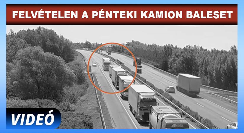 Felvételen a pénteki hármas kamionbaleset