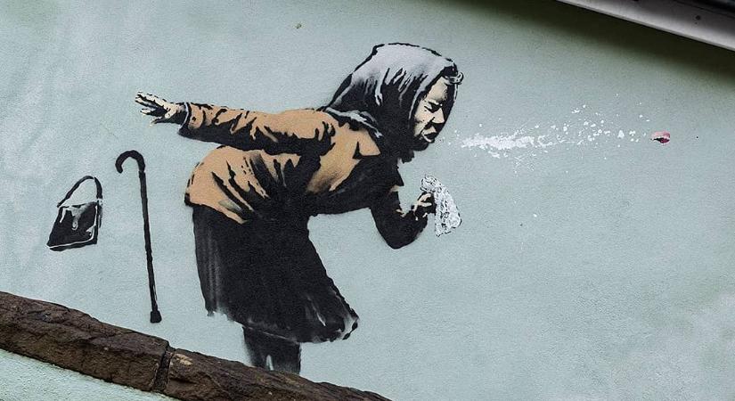 Mutatjuk Banksy új graffitijét, a tüsszentő nagymamát