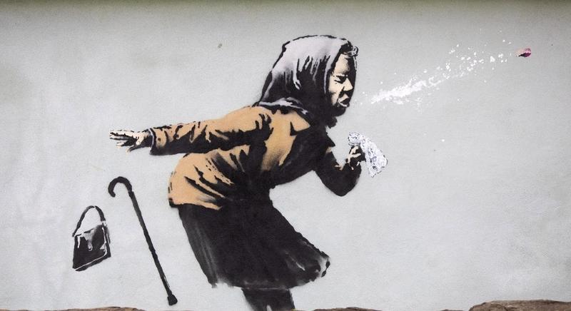 Falratüsszentett grafiti - Banksy éjjel Bristolban alkotott