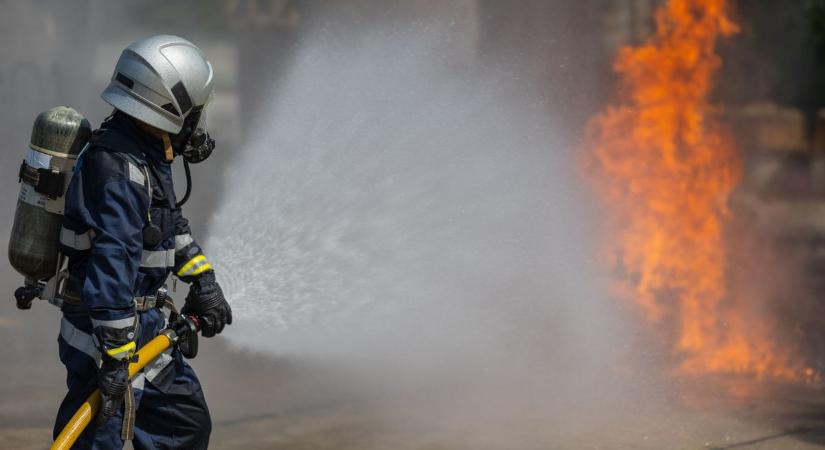 Kigyulladt egy fatároló Tapolcán, a tűz egy erdőt is veszélyeztet