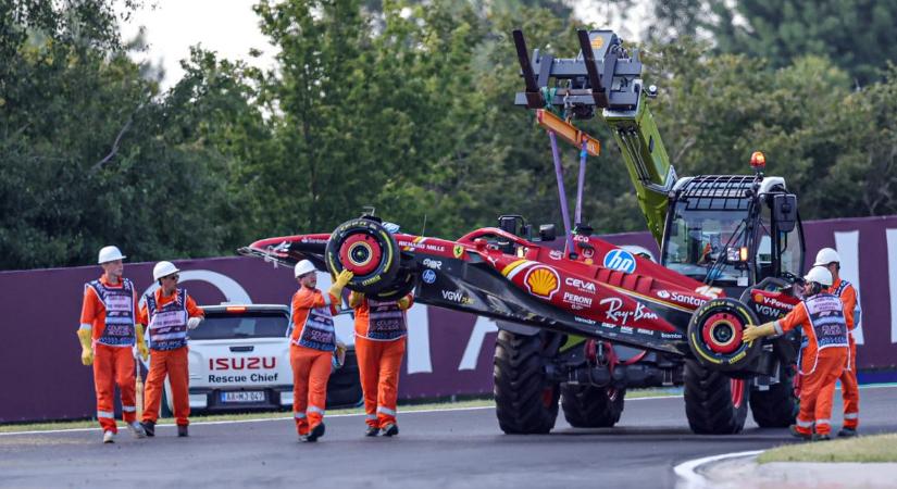 Leclerc balesete miatt intették le a Forma-1-es szabadedzést a Hungaroringen – fotók