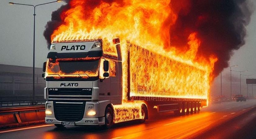 Kamion pótkocsija lángolt az M7-esen