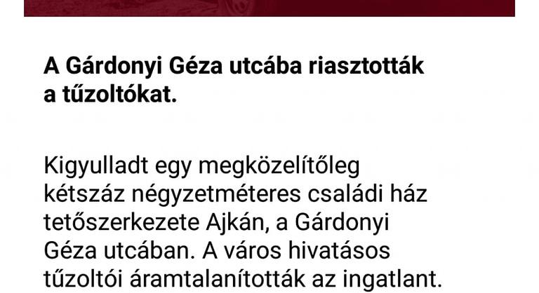 Tűz ütött ki családi házban Ajkán – Négy vízsugárral oltják a lángokat