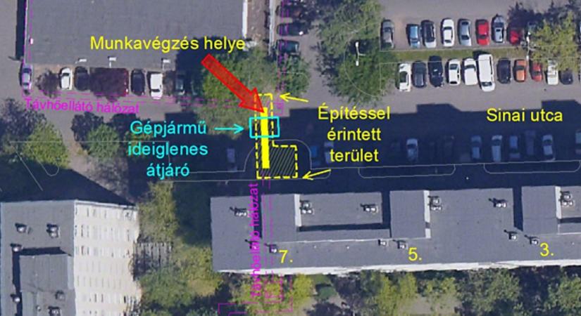 Megújítanak egy távhővezeték szakaszt a Sinai utcán