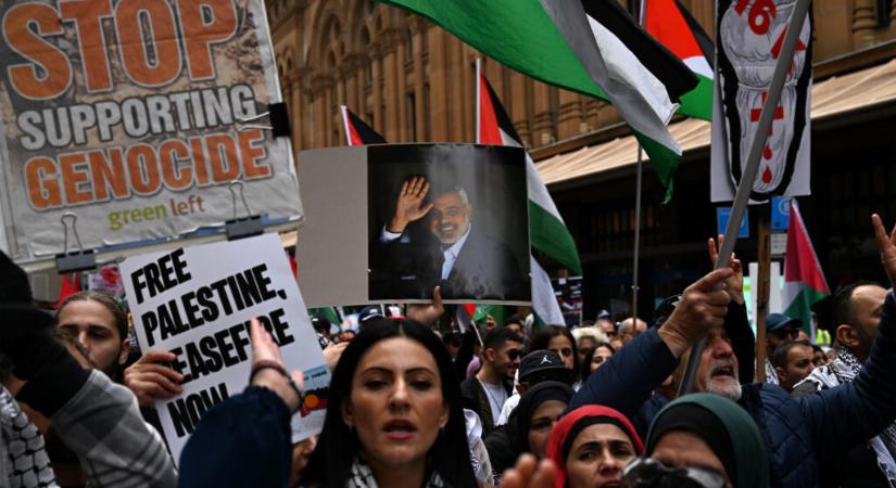 Hamasz-párti tüntetők vonultak fel Sydneyben, a meggyilkolt Hamasz-vezért dicsőítve