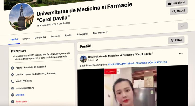 Kompromittálták az orvosi egyetem hivatalos Facebook-oldalát