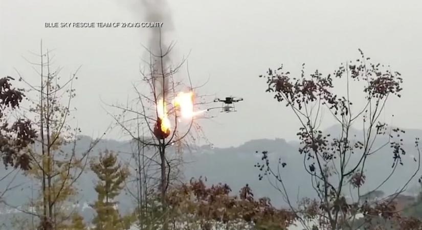 Felkavaró képsorok következnek: Lángszórós drónok így pusztítják a darázsfészkeket Kínában