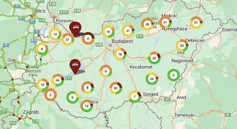 Hat autó ütközött az M1-esen, az 1-es út felé terelnek