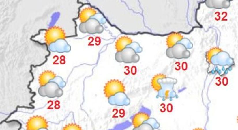 Pénteki időjárás: kevésbé lesz nagyon meleg