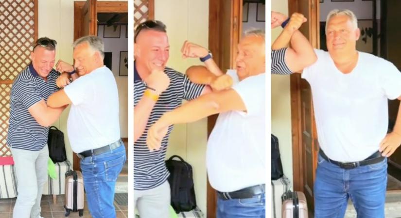 „Bicepszeset csinálsz velem?” – Németh Kristóf izmozós képeket lőtt Orbán Viktorral Kötcsén