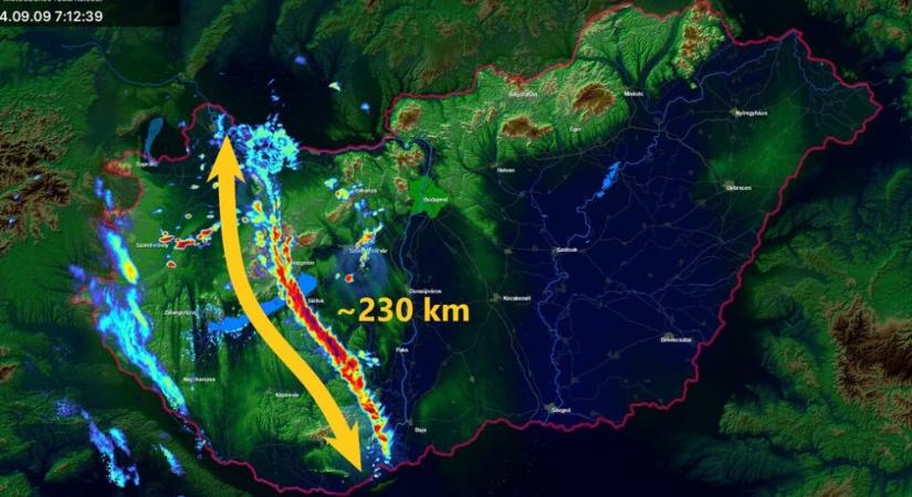 240 kilométer hosszú zivatarlánc húz el felettünk