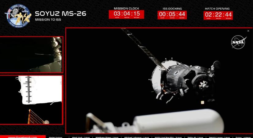 Sikeresen megérkezett a Nemzetközi Űrállomásra a Szojuz MS-26 három űrhajóssal a fedélzetén