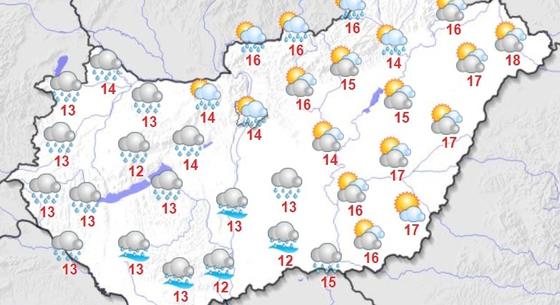 Borongós és esős lesz a hétfő, délnyugaton hullhat a legtöbb csapadék