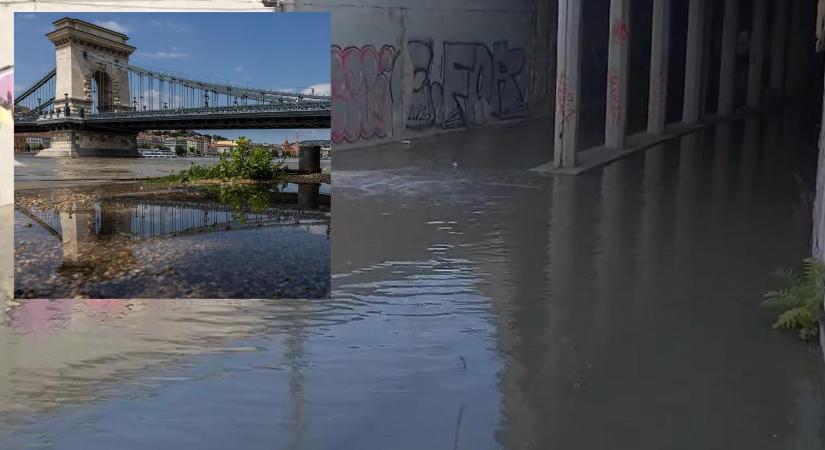 Súlyos a helyzet, itt a videó: Betört a víz a Lánchídnál az alagútba, kilépett a Duna