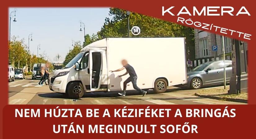 Kiszállt, de nem húzta be a kéziféket a bringás után meginduló sofőr