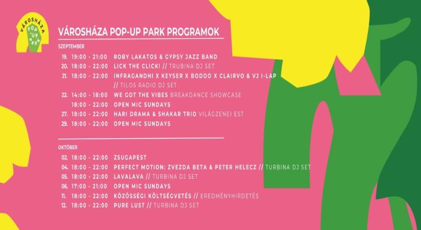 Bulik, koncertek, kártyaparti szeptemberben és októberben a Városháza pop-up parkban!