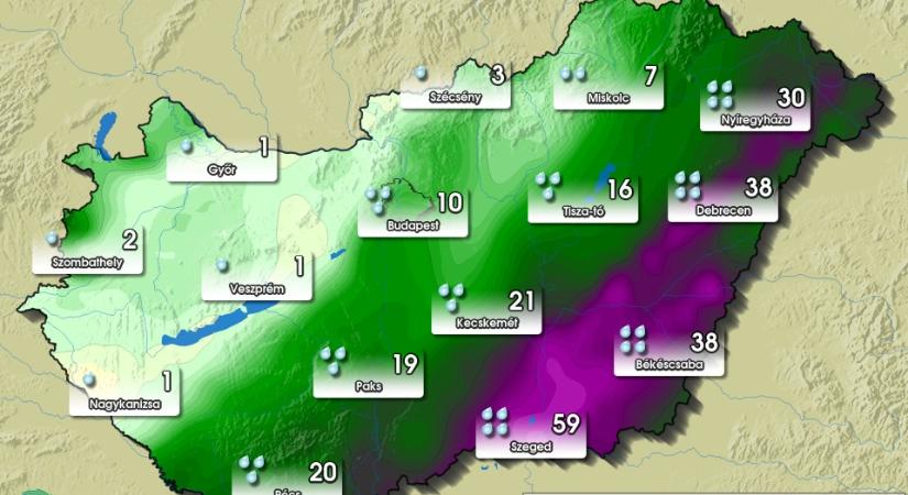 Kiadós csapadék érkezik a hétvégén