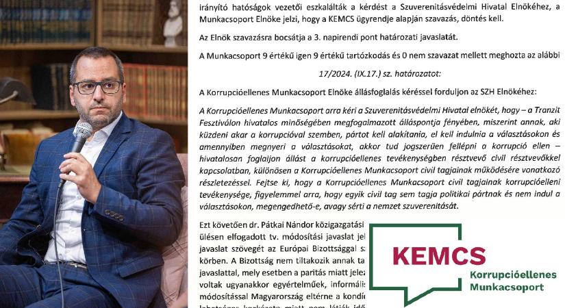 Hivatalos állásfoglalást kér Lánczi Tamástól a Korrupcióellenes Munkacsoport