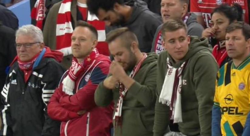 Ha már elbukott csapata, azért tolt egy csíkot a Bayern-szurkoló