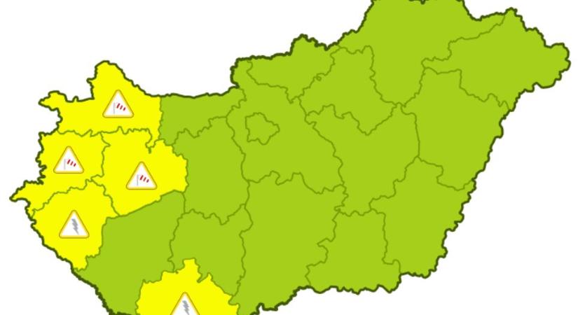 Zivatarokra és viharos széllökésekre figyelmeztetnek több vármegyében