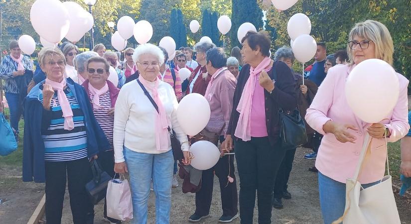 A mellrák megelőzéséért öltöztek rózsaszínbe a bajai séta résztvevői – galériával