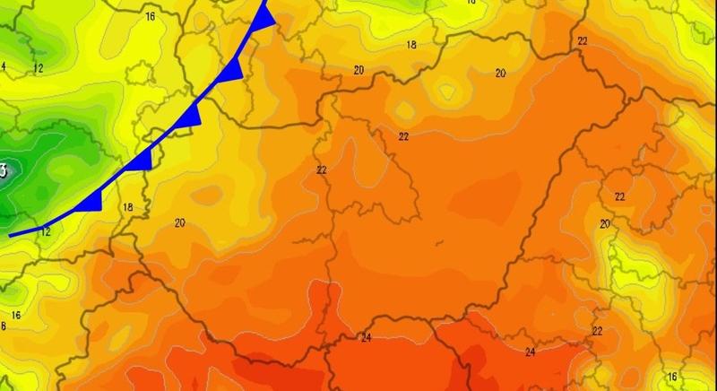 Hidegfront közeleg, előtte azonban még magasra emelkedik a hőmérséklet