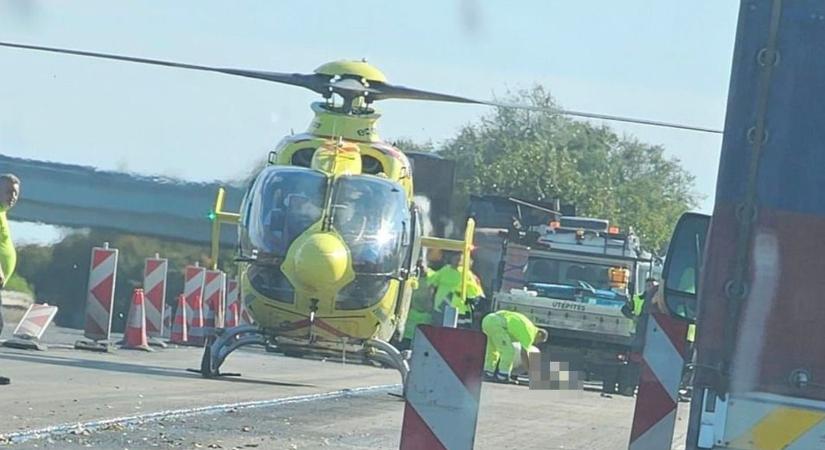 Mentőhelikopter érkezett az M3-asra: munkabaleset történt