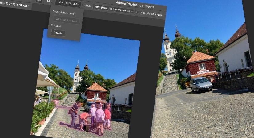 Kábelek és emberek törlése fotókról Photoshopban, új AI eszközzel
